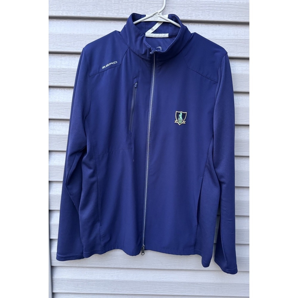 ZERO RESTRICTION Full Zip Sweater Shirt THE LINKS CLUB NEW YORK Size M Blue NGLA